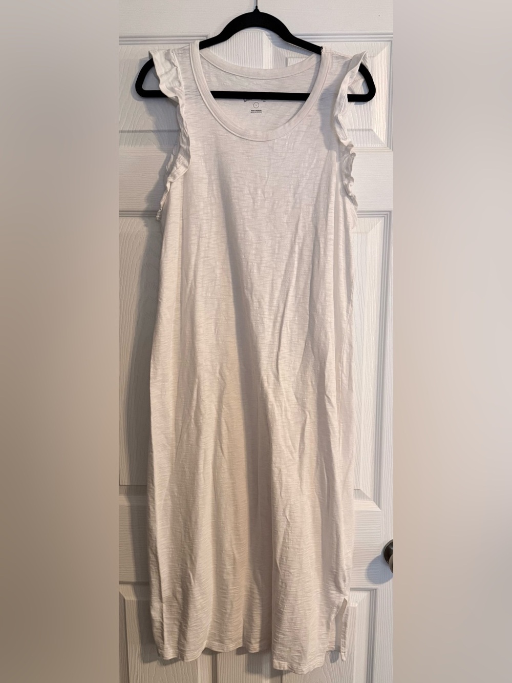 White Ruffle-Sleeve Sleeveless Dress
